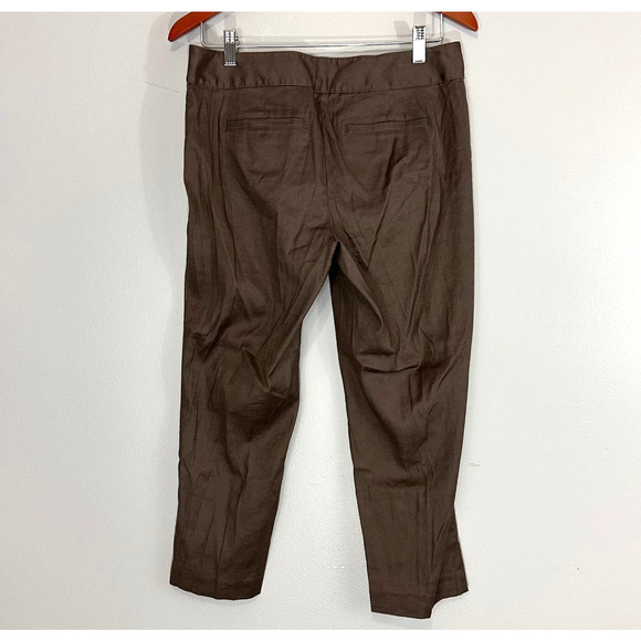 J. Jill NWT Green Brown Midrise Linen Cotton Blend Cropped Relaxed Pants Sz 6 - Picture 3 of 7